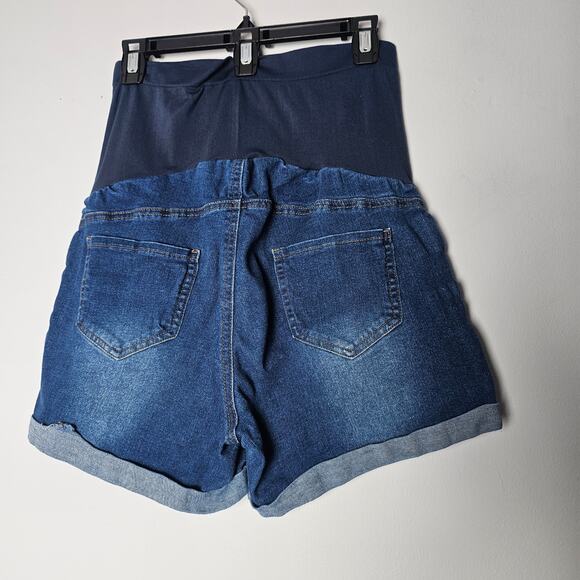 HOFISH Women’s Maternity Denim Shorts Blue Jean Over Belly Size M Distressed - Picture 3 of 8